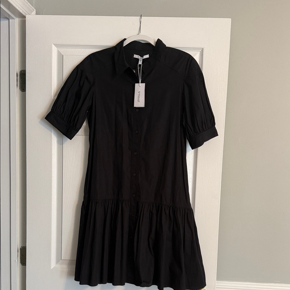 10 Crosby Derek Lam Black Ruffled Mini Dress